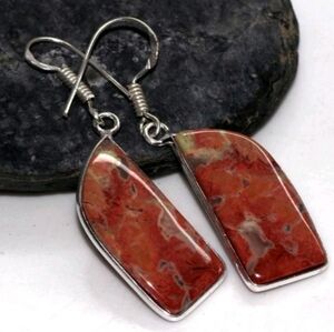 Cherry Creek Jasper Gemstone 925 Sterling Silver Handmade Dangle Earrings